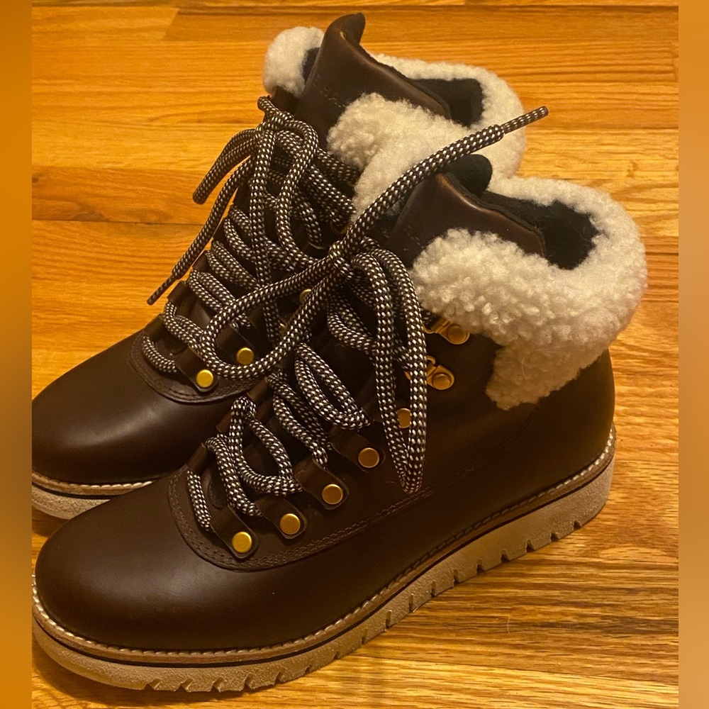 Cole Haan Zero Grand Explorer W6 Brown Leather Waterproof Boots -EUC